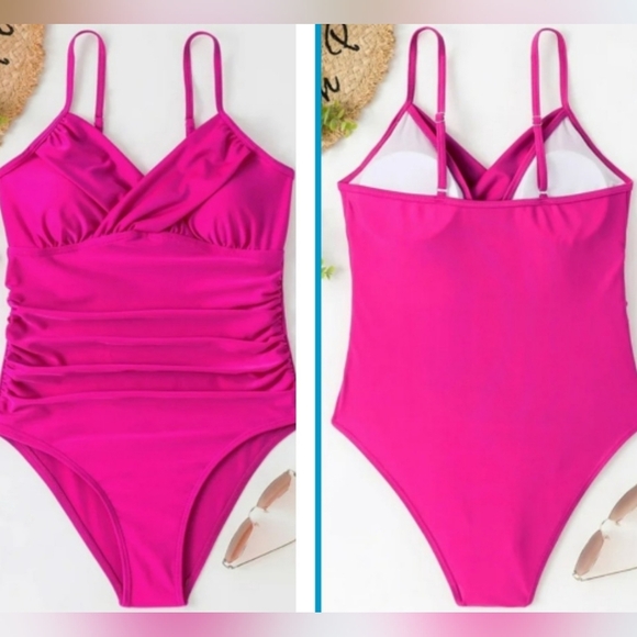 💗NWT Hot Pink One-Piece Swimsuit - Picture 2 of 2